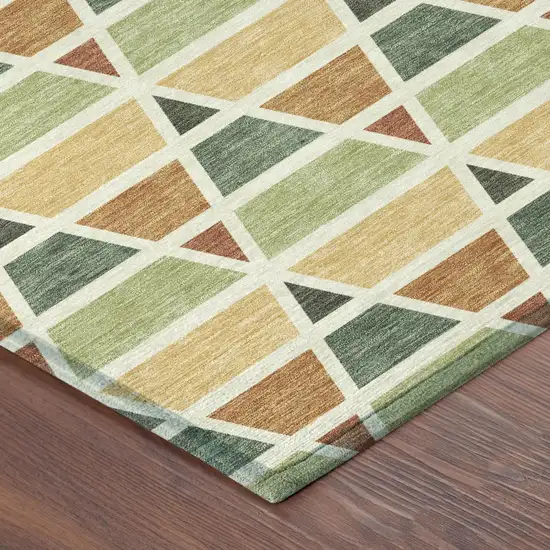Fern Green And Green Geometric Washable Indoor Outdoor Area Rug Photo 5