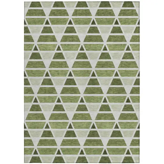 Fern Green And Green Geometric Washable Indoor Outdoor Area Rug Photo 4