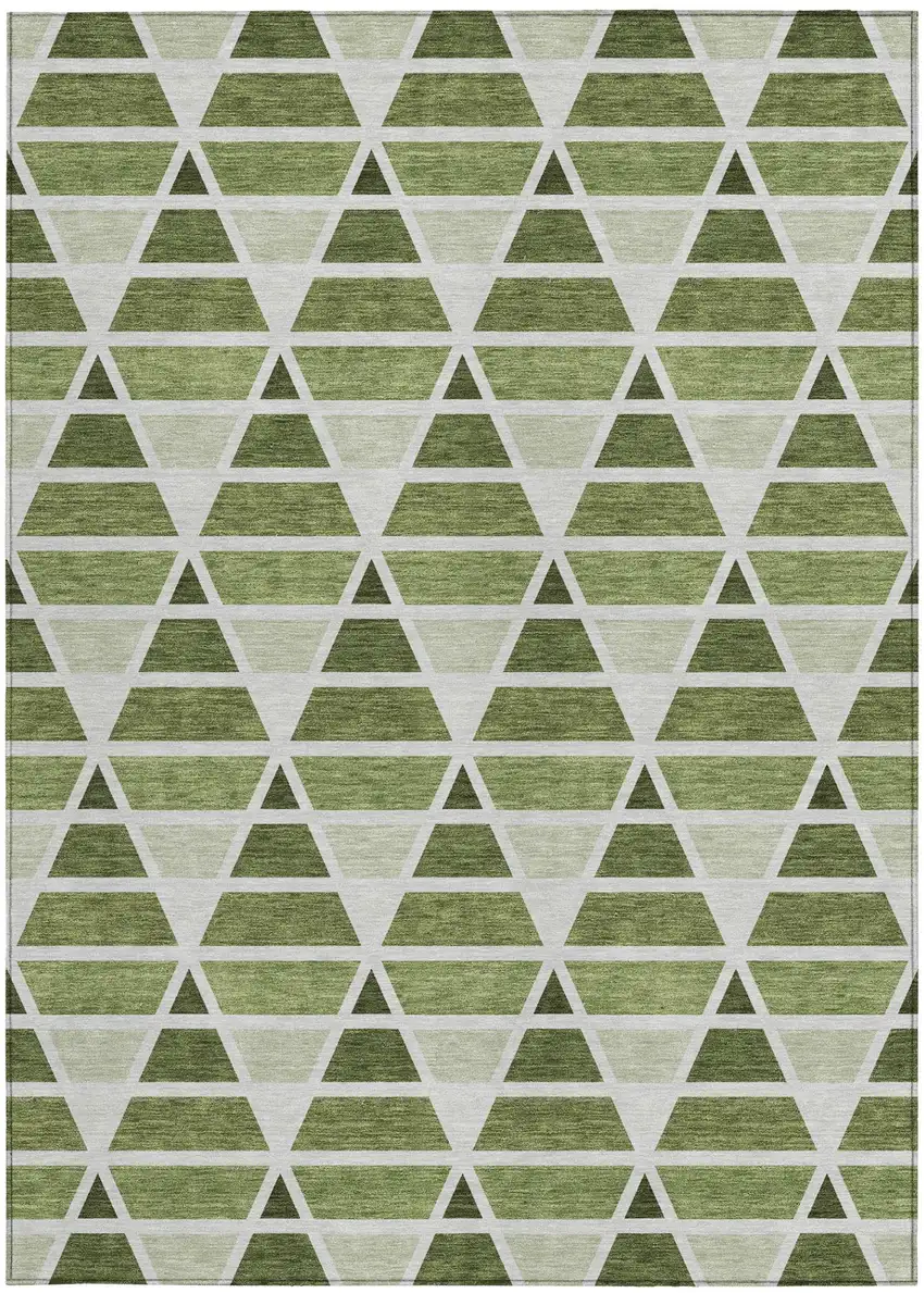 Fern Green And Green Geometric Washable Indoor Outdoor Area Rug Photo 4
