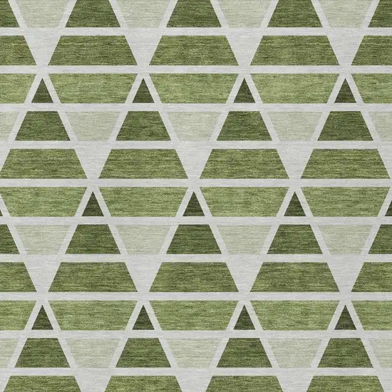 Fern Green And Green Geometric Washable Indoor Outdoor Area Rug Photo 3