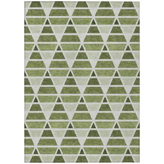 Fern Green And Green Geometric Washable Indoor Outdoor Area Rug Photo 2