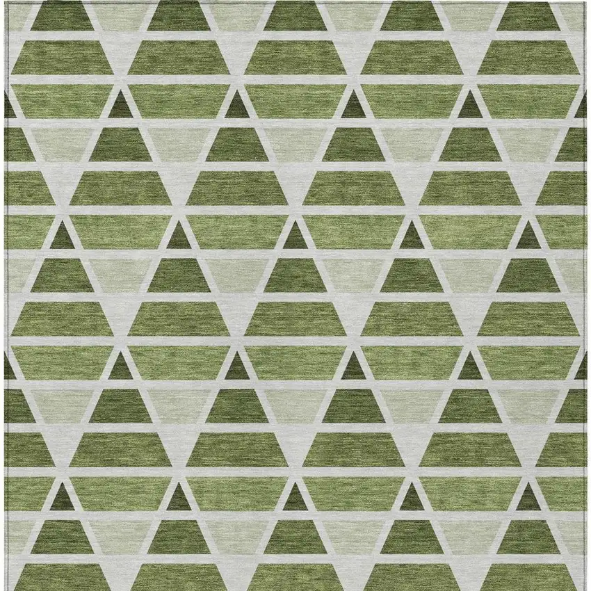 Fern Green And Green Geometric Washable Indoor Outdoor Area Rug Photo 4