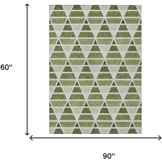 Fern Green And Green Geometric Washable Indoor Outdoor Area Rug Photo 7