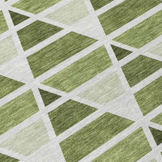 Fern Green And Green Geometric Washable Indoor Outdoor Area Rug Photo 6