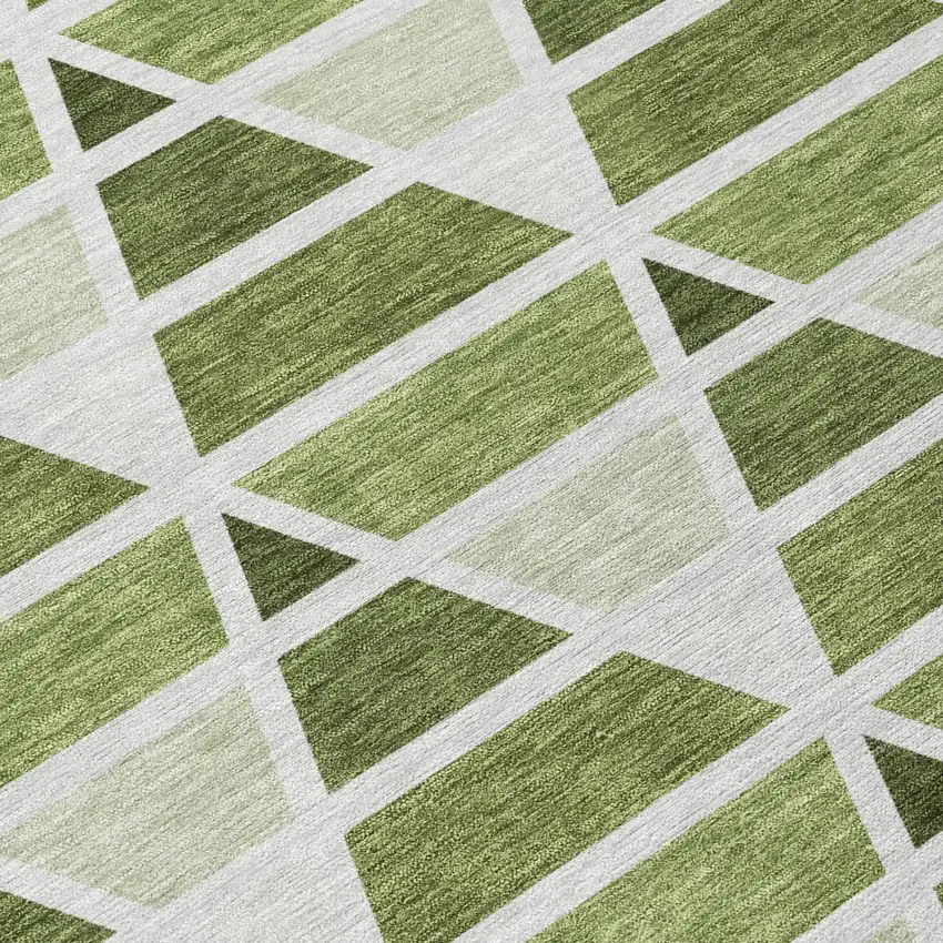 Fern Green And Green Geometric Washable Indoor Outdoor Area Rug Photo 6