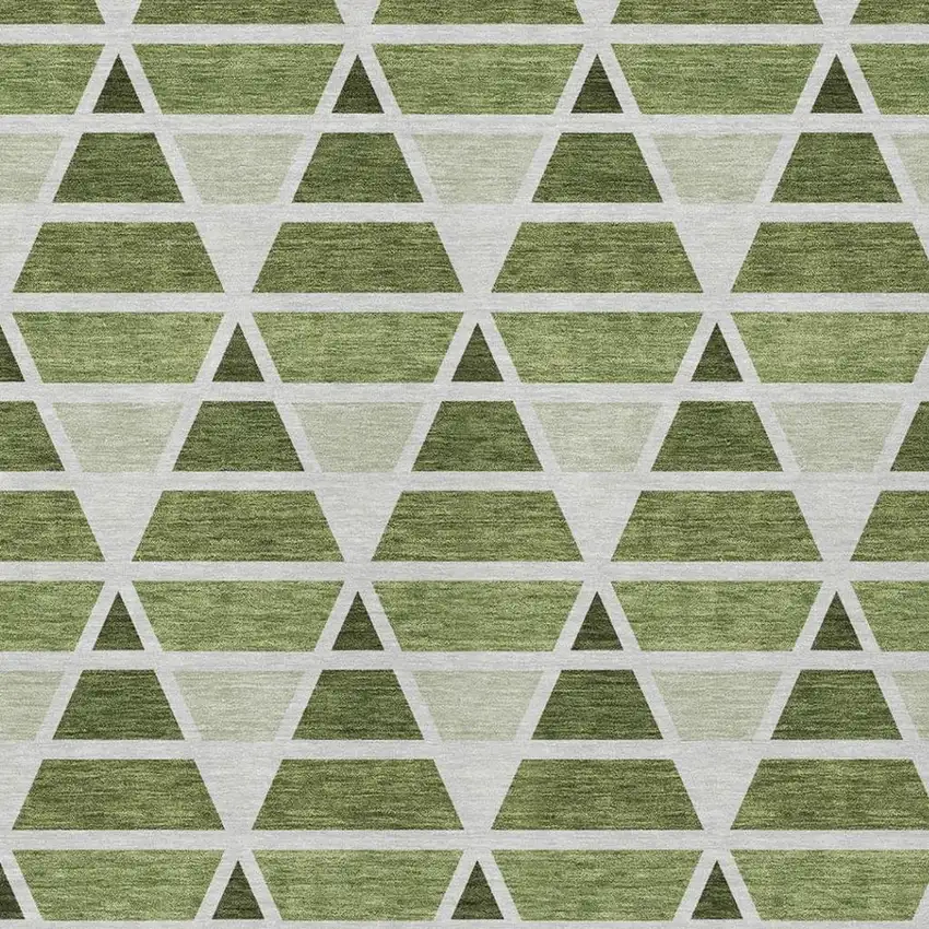Fern Green And Green Geometric Washable Indoor Outdoor Area Rug Photo 3