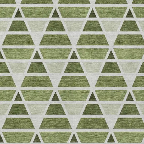Fern Green And Green Geometric Washable Indoor Outdoor Area Rug Photo 3