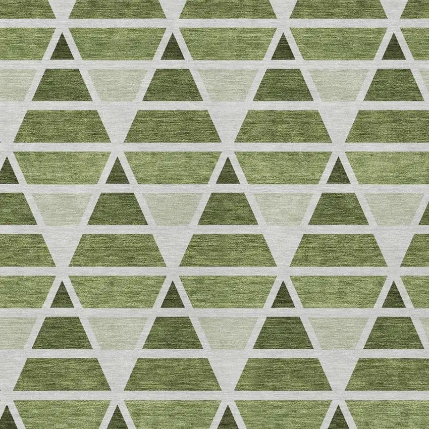 Fern Green And Green Geometric Washable Indoor Outdoor Area Rug Photo 3