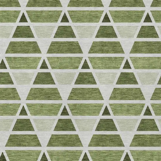 Fern Green And Green Geometric Washable Indoor Outdoor Area Rug Photo 3
