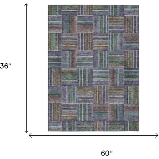 Fern Green And Green Geometric Washable Indoor Outdoor Area Rug Photo 5