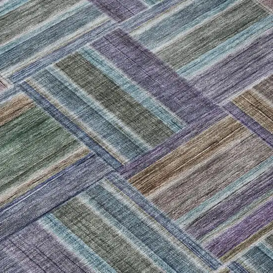 Fern Green And Green Geometric Washable Indoor Outdoor Area Rug Photo 4