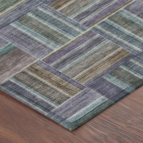 Fern Green And Green Geometric Washable Indoor Outdoor Area Rug Photo 3