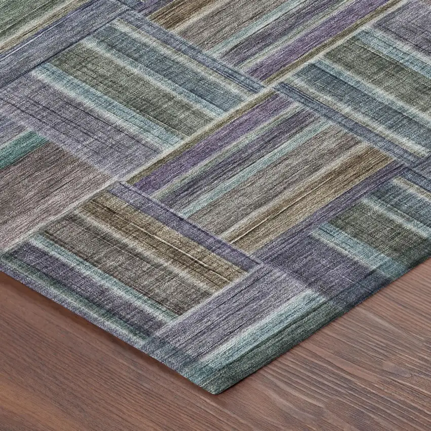 Fern Green And Green Geometric Washable Indoor Outdoor Area Rug Photo 3