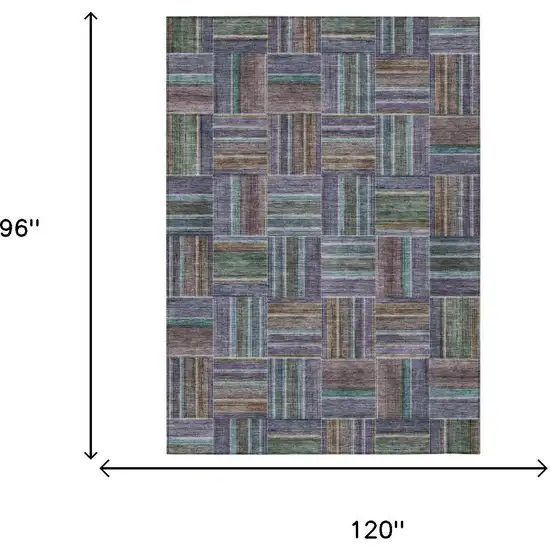 Fern Green And Green Geometric Washable Indoor Outdoor Area Rug Photo 5