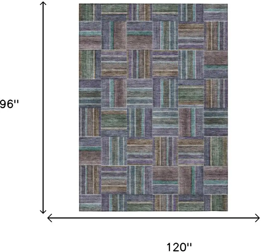 Fern Green And Green Geometric Washable Indoor Outdoor Area Rug Photo 5