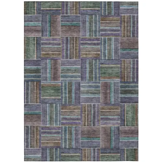 Fern Green And Green Geometric Washable Indoor Outdoor Area Rug Photo 2