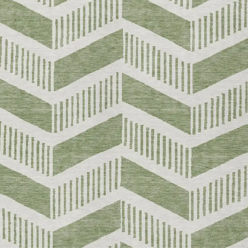 Fern Green And Green Geometric Washable Indoor Outdoor Area Rug Photo 3