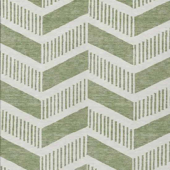 Fern Green And Green Geometric Washable Indoor Outdoor Area Rug Photo 2
