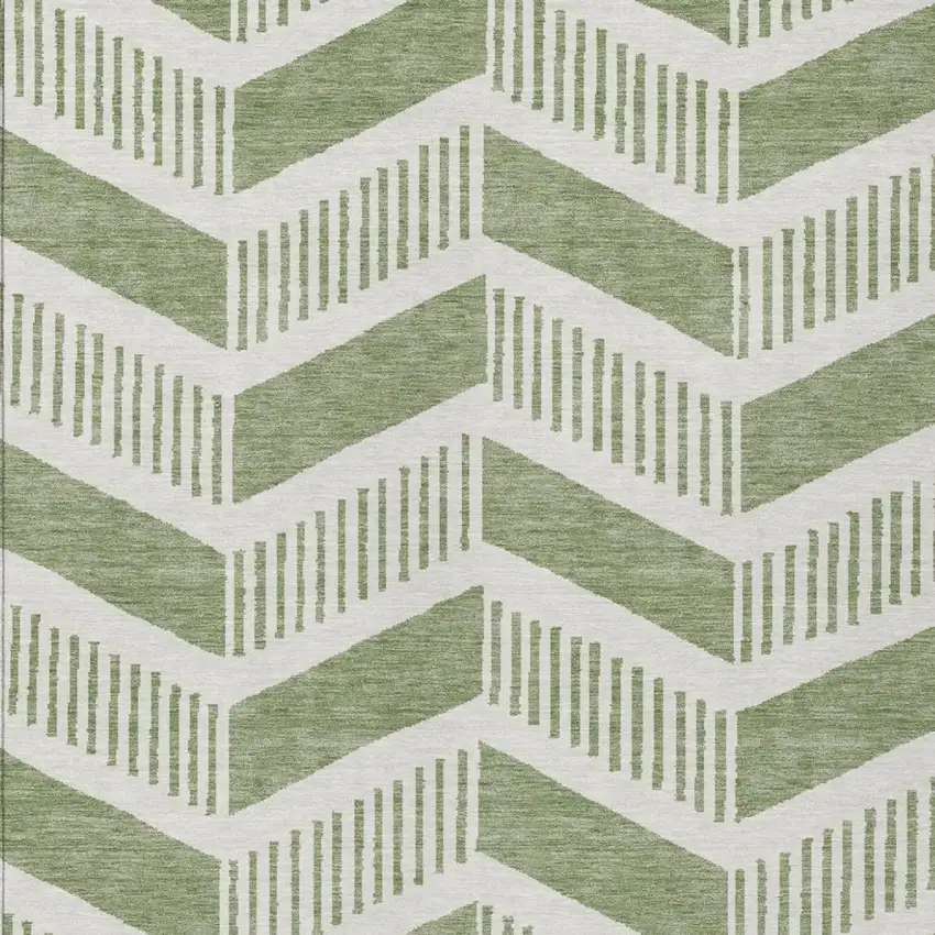 Fern Green And Green Geometric Washable Indoor Outdoor Area Rug Photo 2