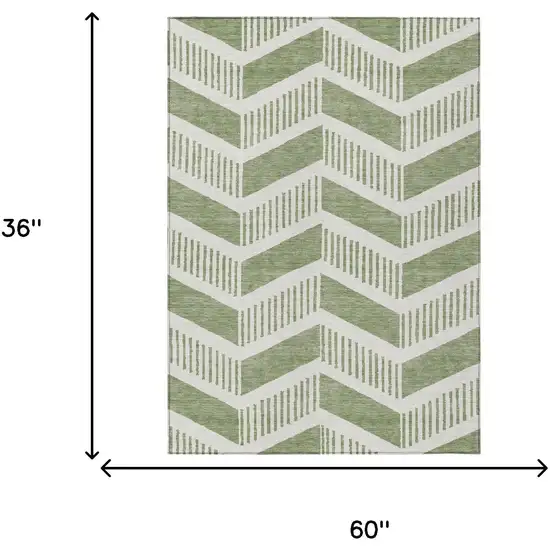 Fern Green And Green Geometric Washable Indoor Outdoor Area Rug Photo 6