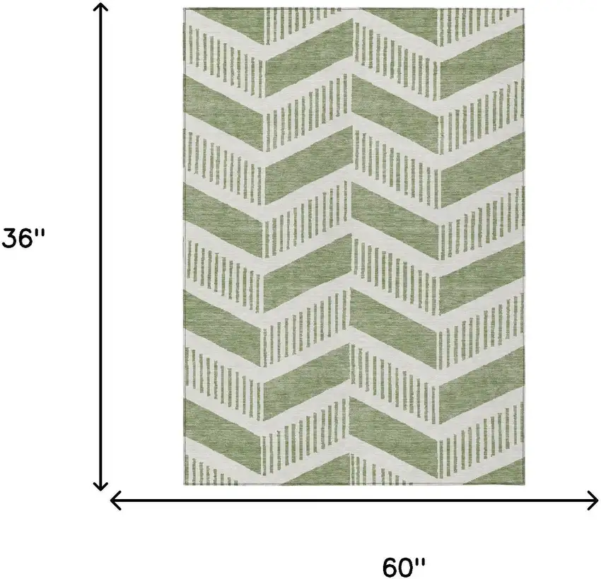 Fern Green And Green Geometric Washable Indoor Outdoor Area Rug Photo 6
