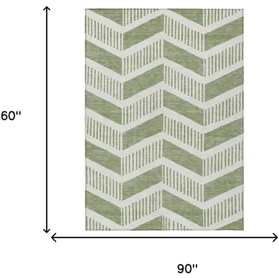 Fern Green And Green Geometric Washable Indoor Outdoor Area Rug Photo 6