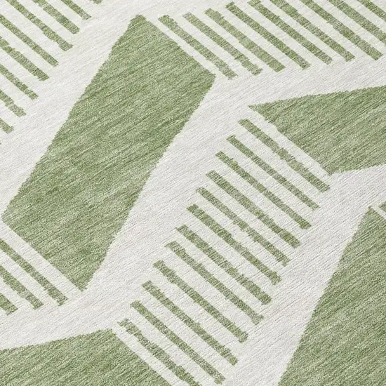 Fern Green And Green Geometric Washable Indoor Outdoor Area Rug Photo 5