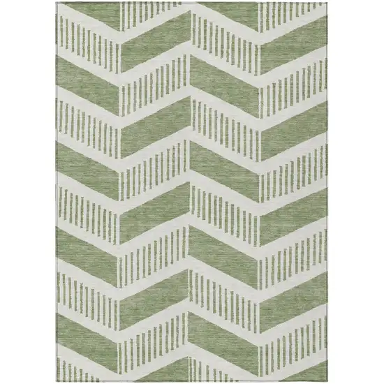 Fern Green And Green Geometric Washable Indoor Outdoor Area Rug Photo 2