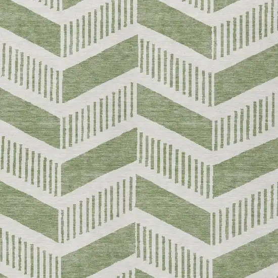 Fern Green And Green Geometric Washable Indoor Outdoor Area Rug Photo 1
