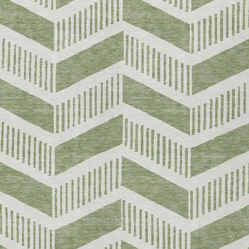 Fern Green And Green Geometric Washable Indoor Outdoor Area Rug Photo 1
