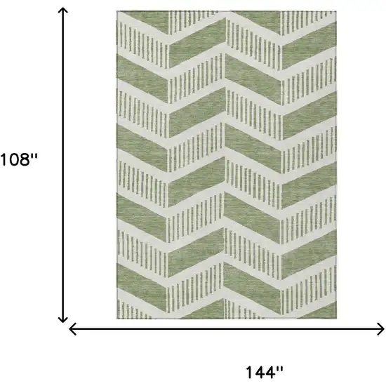 Fern Green And Green Geometric Washable Indoor Outdoor Area Rug Photo 6