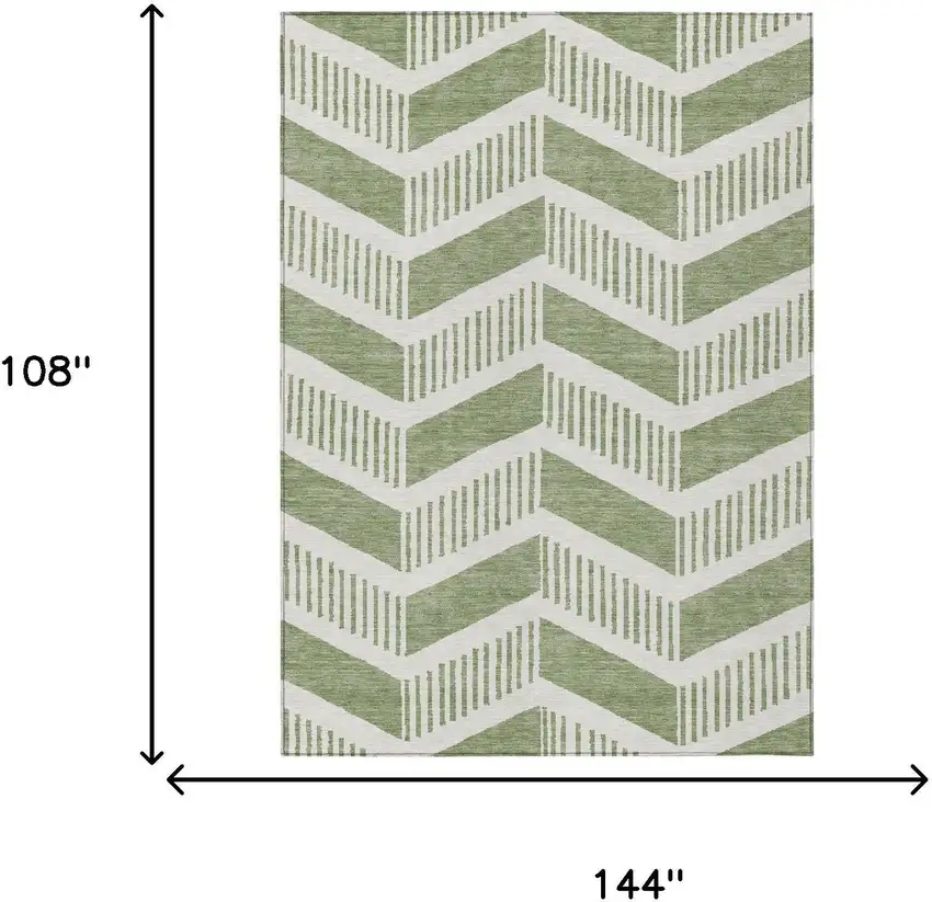 Fern Green And Green Geometric Washable Indoor Outdoor Area Rug Photo 6