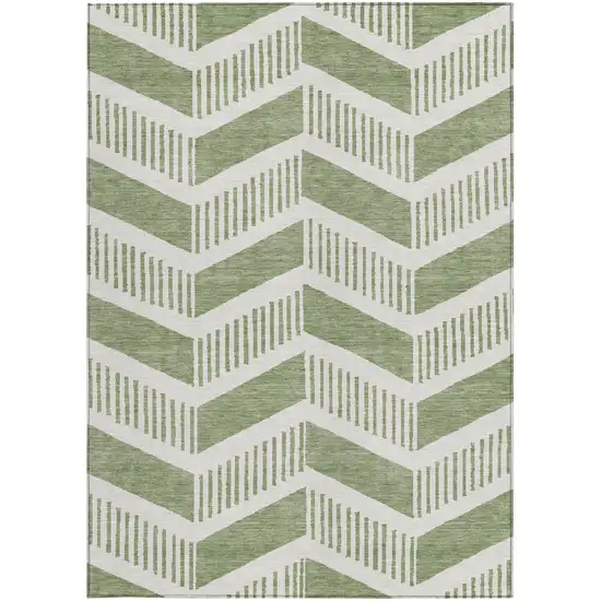 Fern Green And Green Geometric Washable Indoor Outdoor Area Rug Photo 3