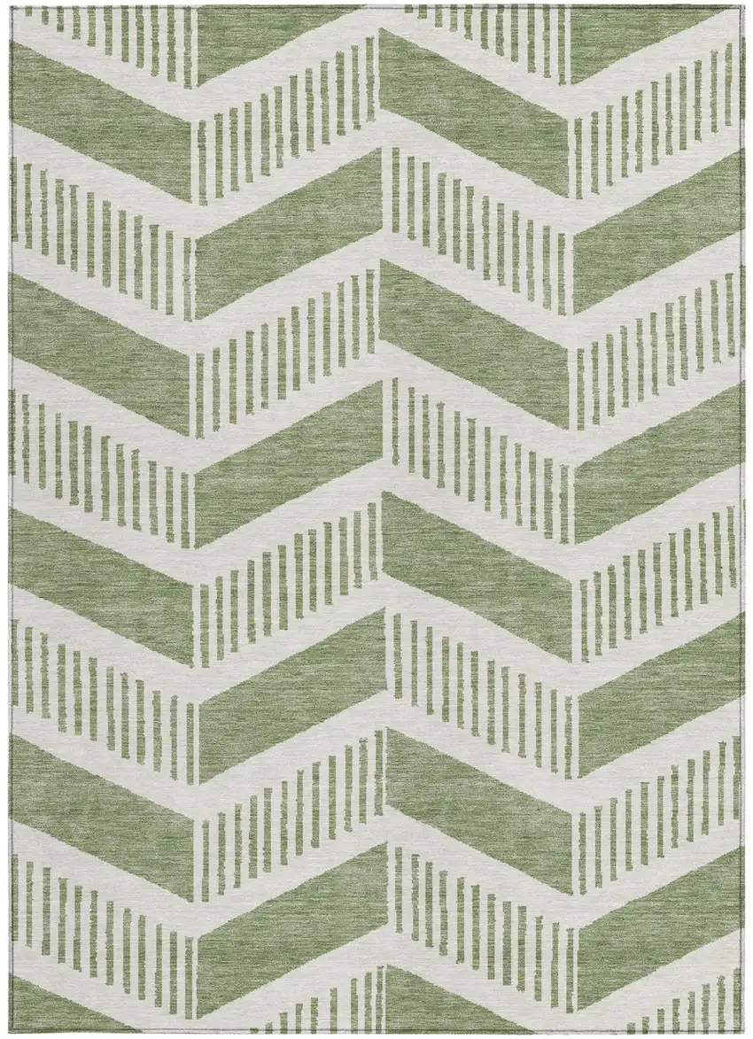 Fern Green And Green Geometric Washable Indoor Outdoor Area Rug Photo 3