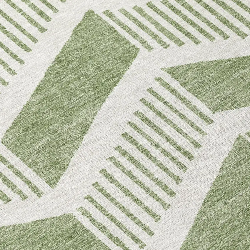 Fern Green And Green Geometric Washable Indoor Outdoor Area Rug Photo 5