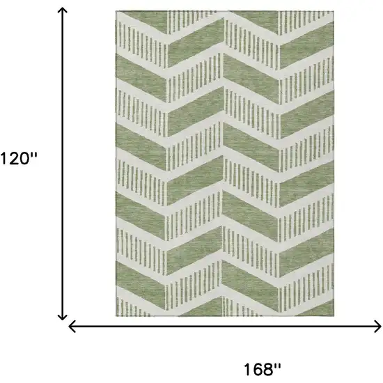 Fern Green And Green Geometric Washable Indoor Outdoor Area Rug Photo 6