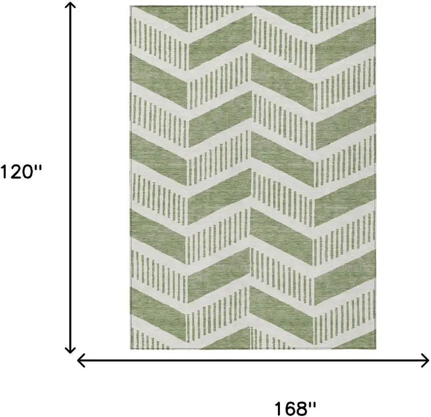 Fern Green And Green Geometric Washable Indoor Outdoor Area Rug Photo 6