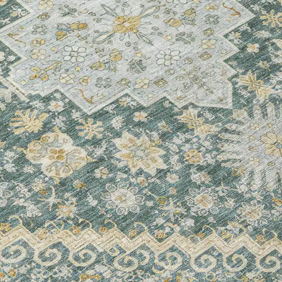 Fern Green And Green Oriental Washable Indoor Outdoor Area Rug Photo 4