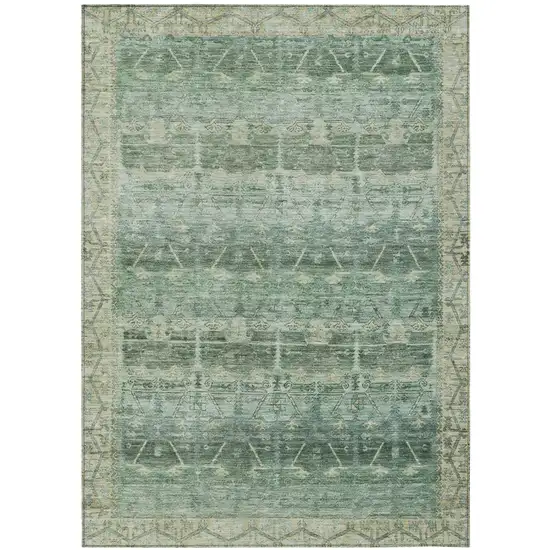 Fern Green And Green Tribal Washable Indoor Outdoor Area Rug Photo 2