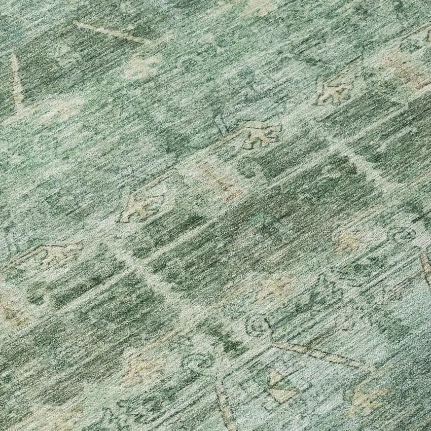 Fern Green And Green Tribal Washable Indoor Outdoor Area Rug Photo 6