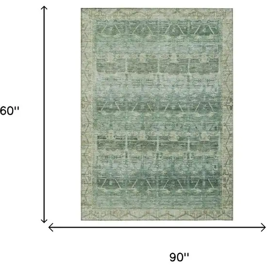 Fern Green And Green Tribal Washable Indoor Outdoor Area Rug Photo 7