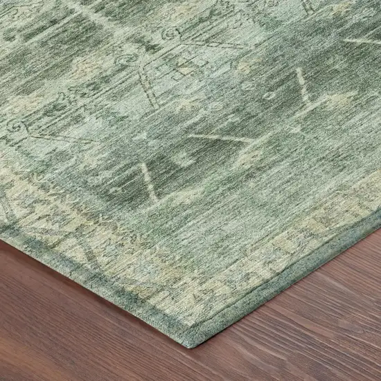 Fern Green And Green Tribal Washable Indoor Outdoor Area Rug Photo 5