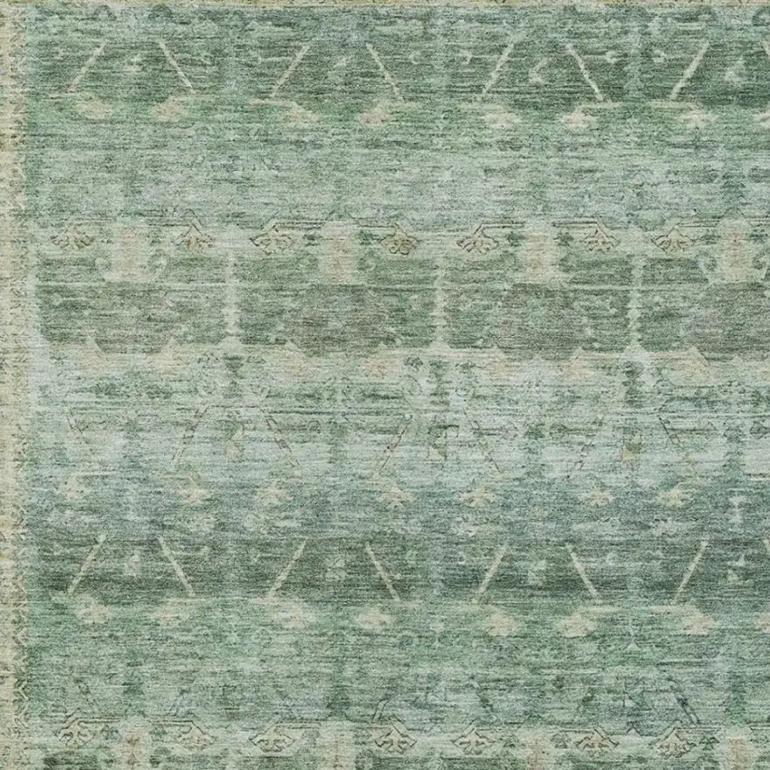 Fern Green And Green Tribal Washable Indoor Outdoor Area Rug Photo 3