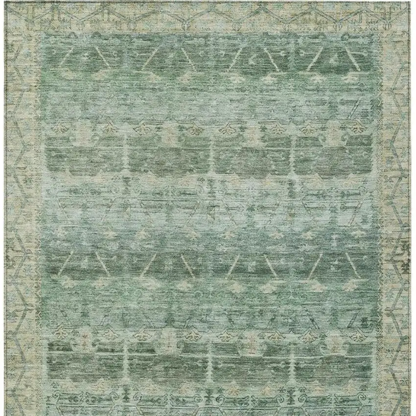Fern Green And Green Tribal Washable Indoor Outdoor Area Rug Photo 4