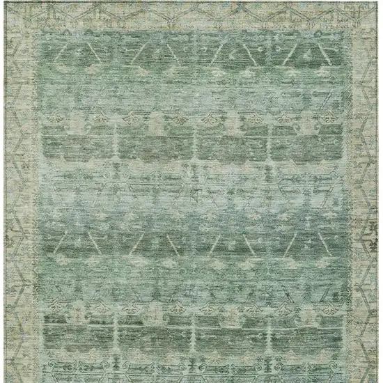 Fern Green And Green Tribal Washable Indoor Outdoor Area Rug Photo 4