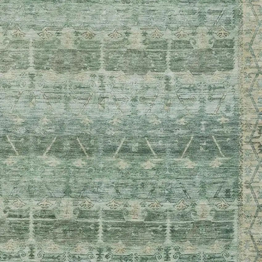 Fern Green And Green Tribal Washable Indoor Outdoor Area Rug Photo 3