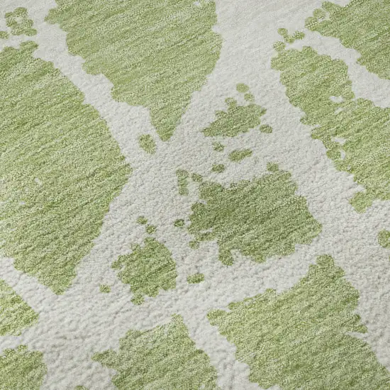 Fern Green And Ivory Abstract Washable Area Rug With UV Protection Photo 9