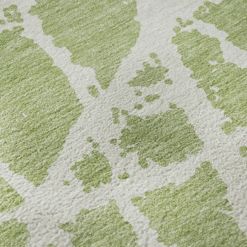Fern Green And Ivory Abstract Washable Area Rug With UV Protection Photo 9