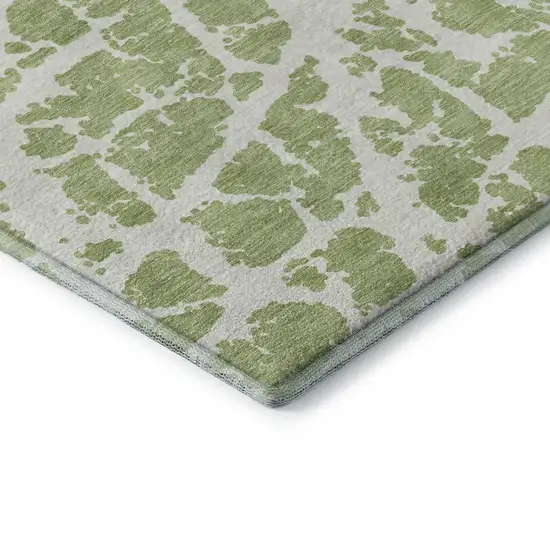 Fern Green And Ivory Abstract Washable Area Rug With UV Protection Photo 7