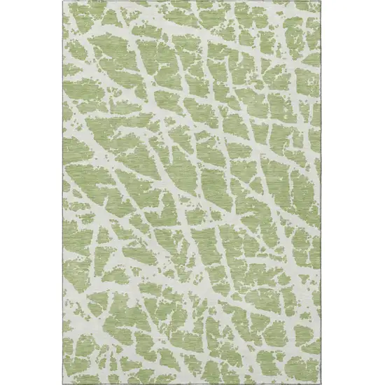 Fern Green And Ivory Abstract Washable Area Rug With UV Protection Photo 3